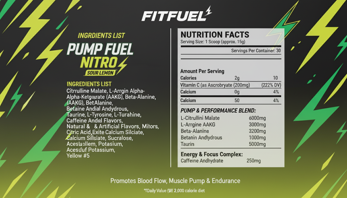 Pump Fuel NITRO サワーレモン の栄養成分表